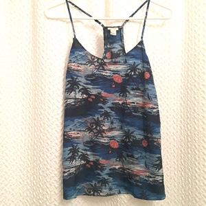 J. Crew Blue Beach Theme Racer Back Halter Top Size 2
